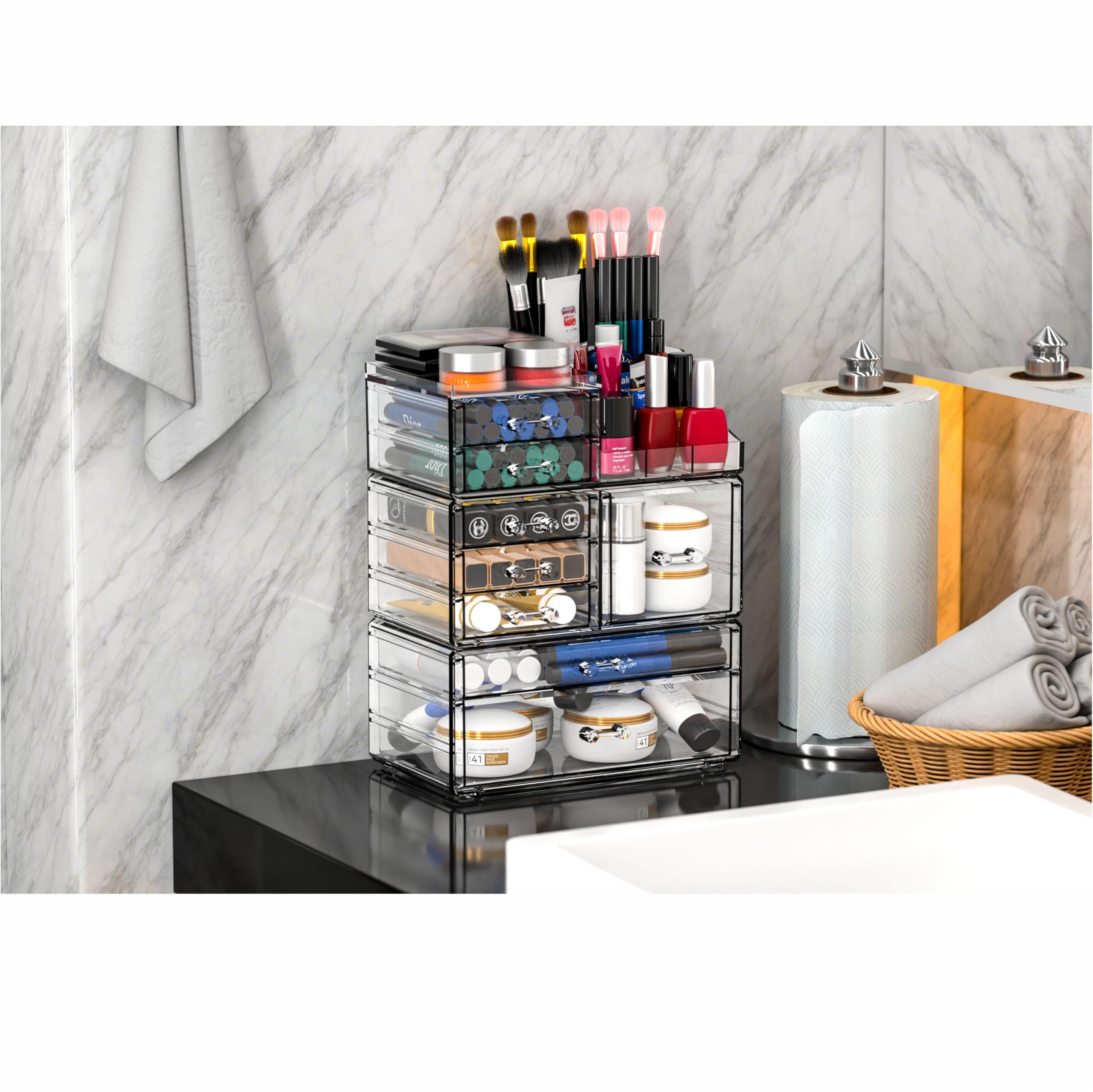 Cq acrylic organizador cosméticos cristal 8 cajones