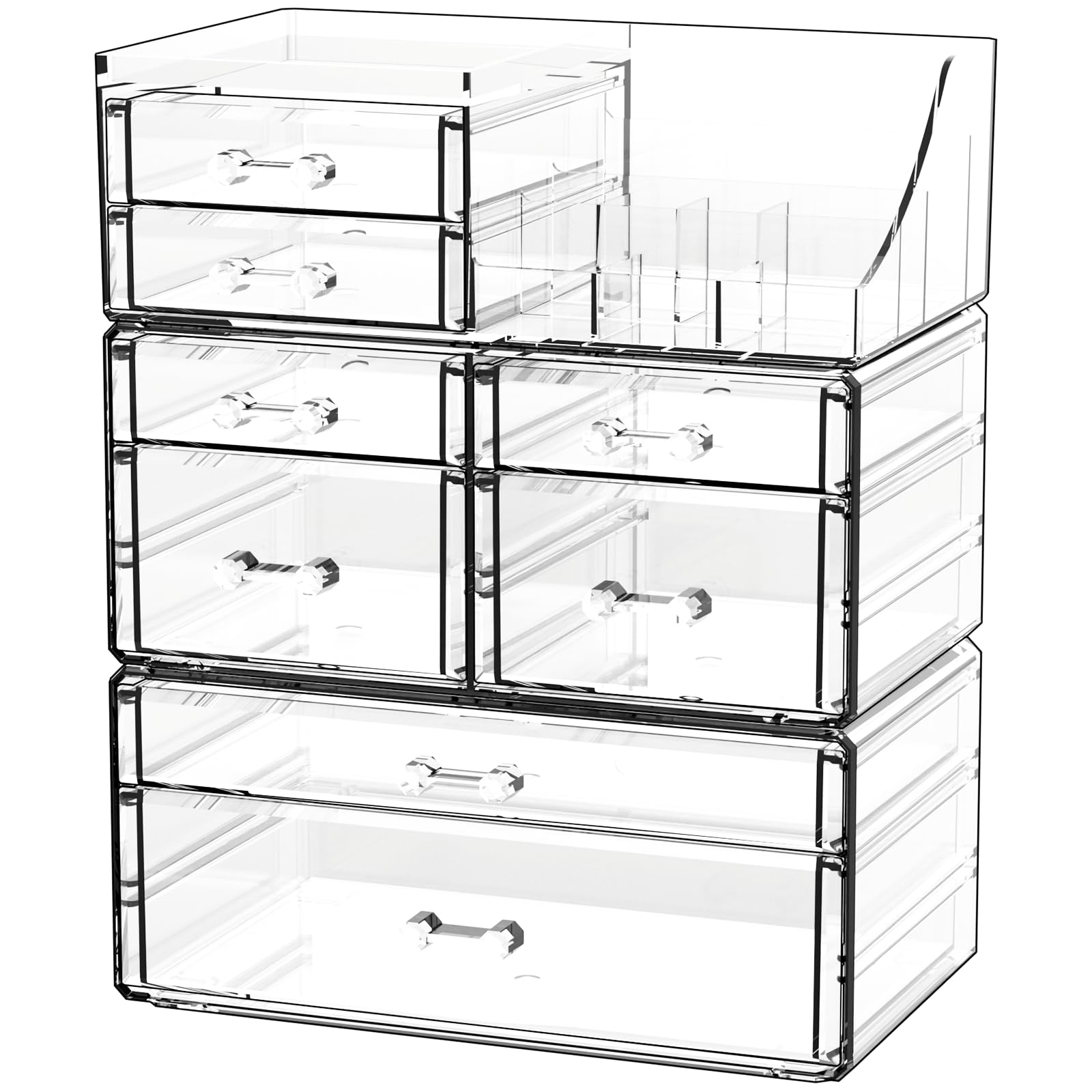 Cq acrylic Organizador de maquillaje con 8 cajones para encimera ordenada