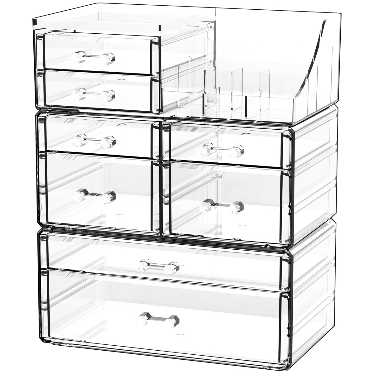 Cq acrylic Organizador de maquillaje con 8 cajones para encimera ordenada