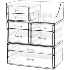 Cq acrylic Organizador de maquillaje con 8 cajones para encimera ordenada
