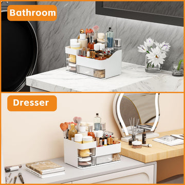CQ Acrylic organizador blanco con cajones transparentes, ideal para ver productos
