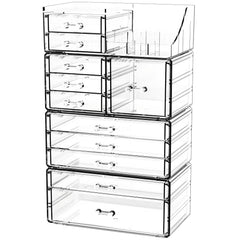 CQ Acrylic organizador maquillaje encimera transparente facilita acceso rápido a productos