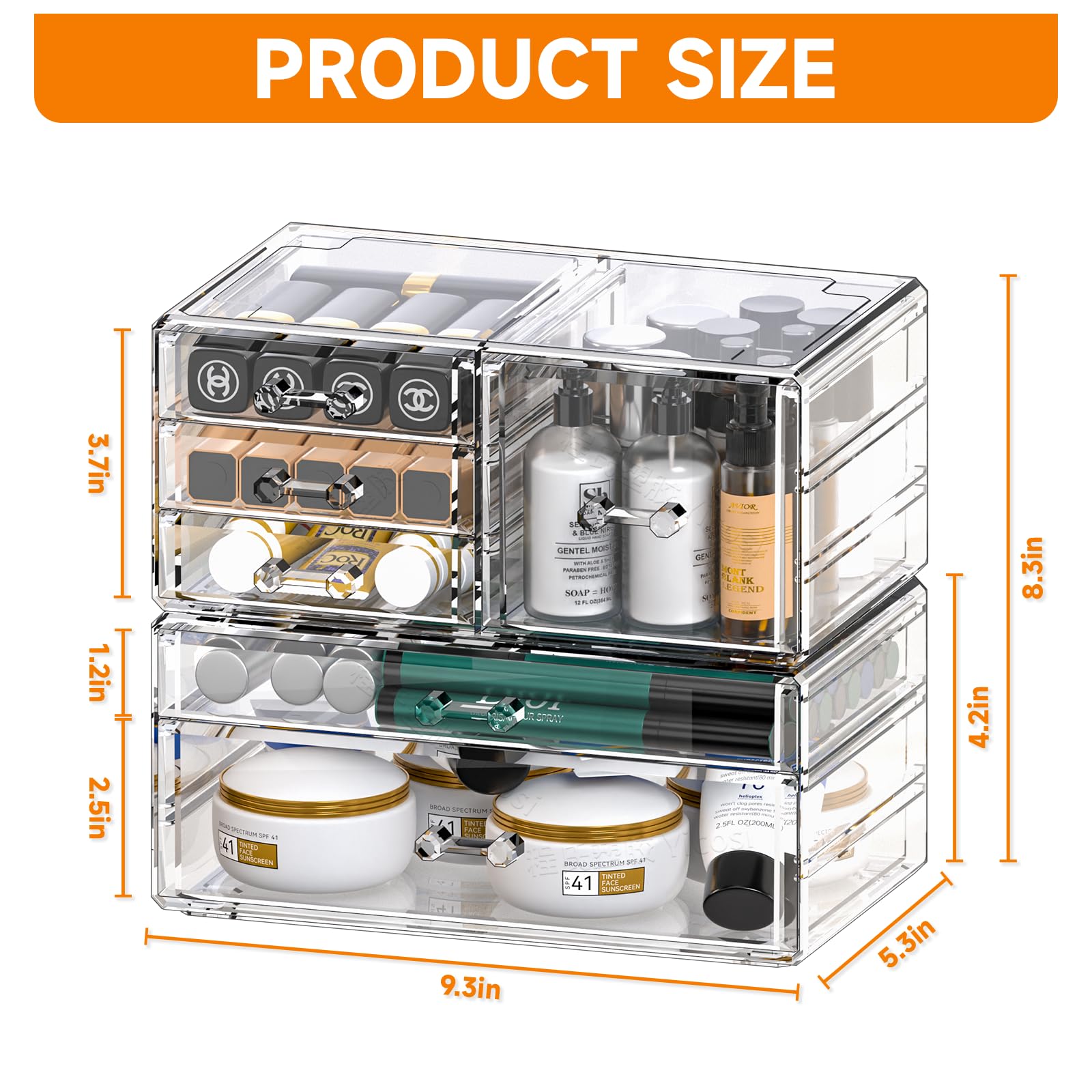 CQ Acrylic rangement coiffeuse tiroirs, organisation maquillage