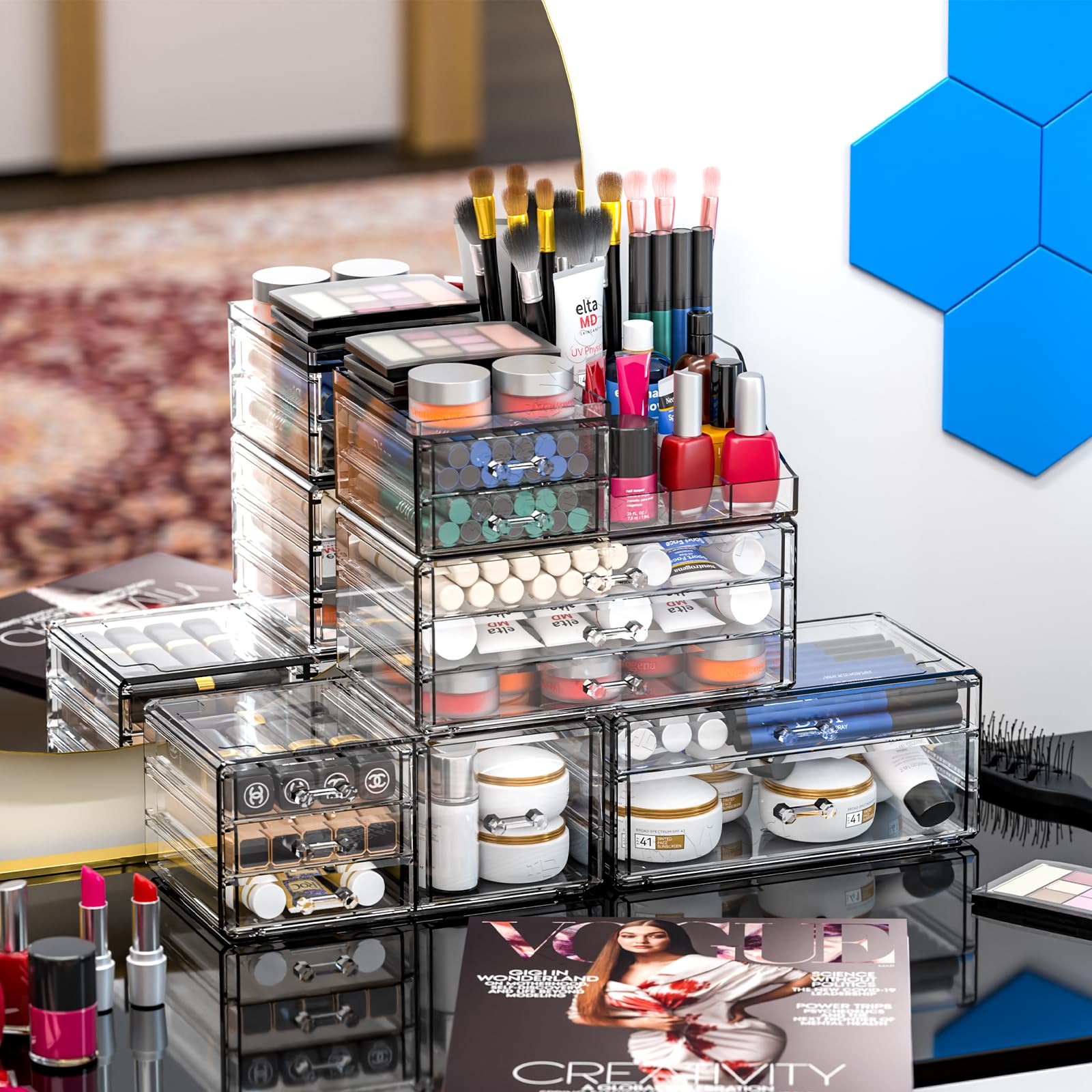 CQ Acrylic regalo práctico para amantes del maquillaje y cuidado diario