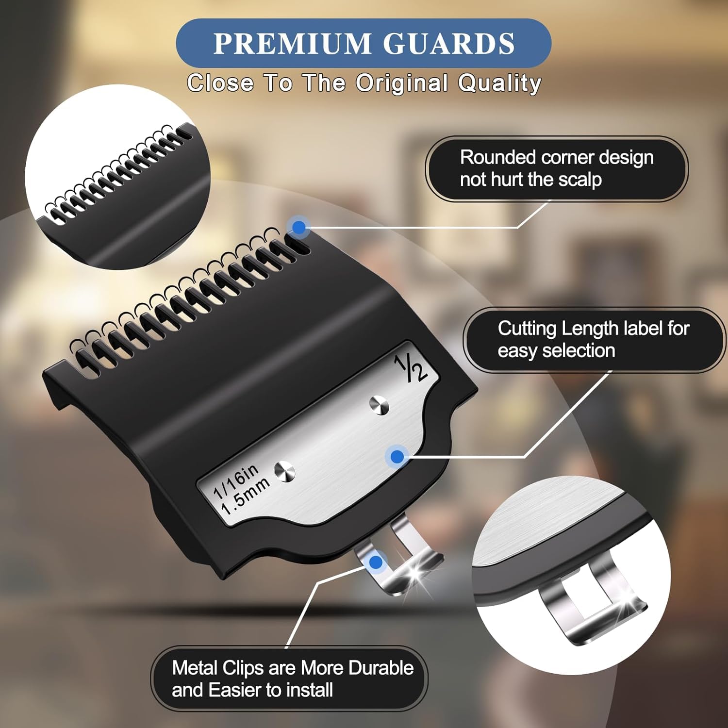 CR8GR8 guías Wahl, guía de corte 5-8, compatibilidad amplia para recorte.