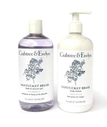 Crabtree & Evelyn Nantucket Briar, conjunto loción y gel, cuidado diario suave para piel.