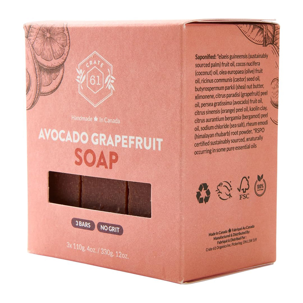 Aceites de oliva y coco en Crate 61 Organics jabon barra, hidratación suave