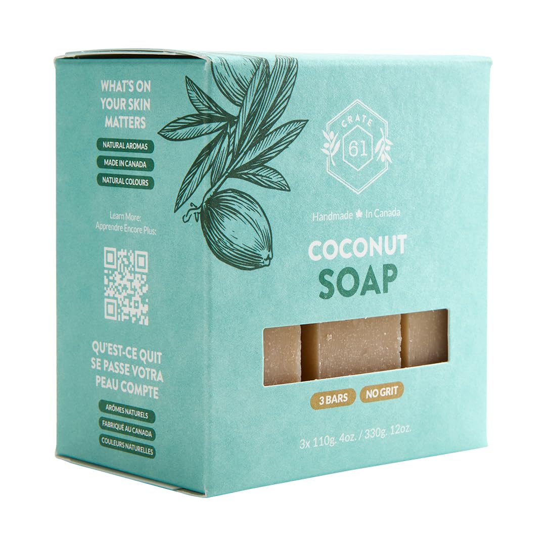 Crate 61 Organics jabón coco con aceites esenciales, aroma calmante para la piel