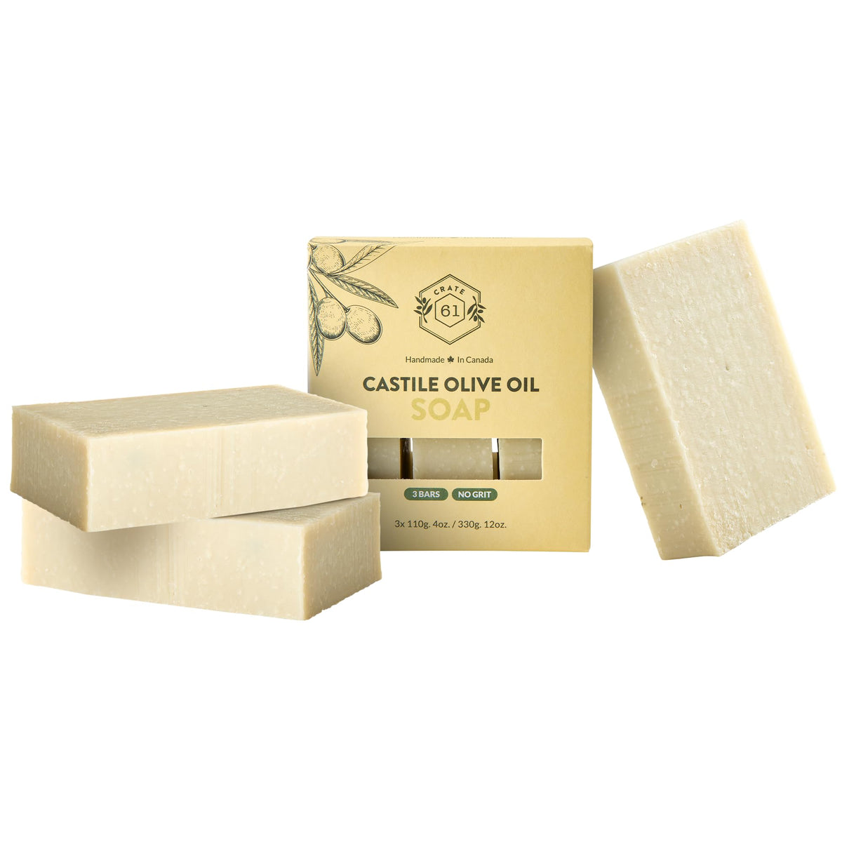 Crate 61 Organics jabón natural en barra para cara y cuerpo, sin perfume.