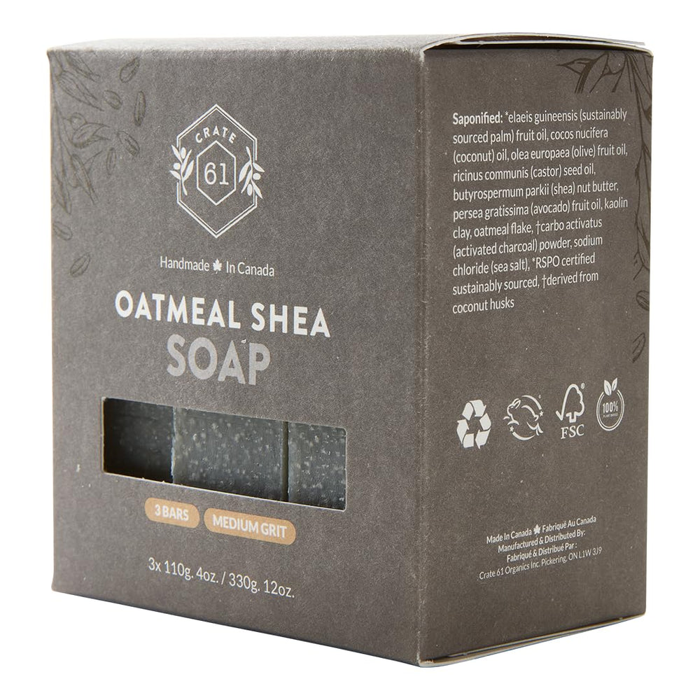 Crate 61 Organics con manteca de karité y aguacate para piel suave.