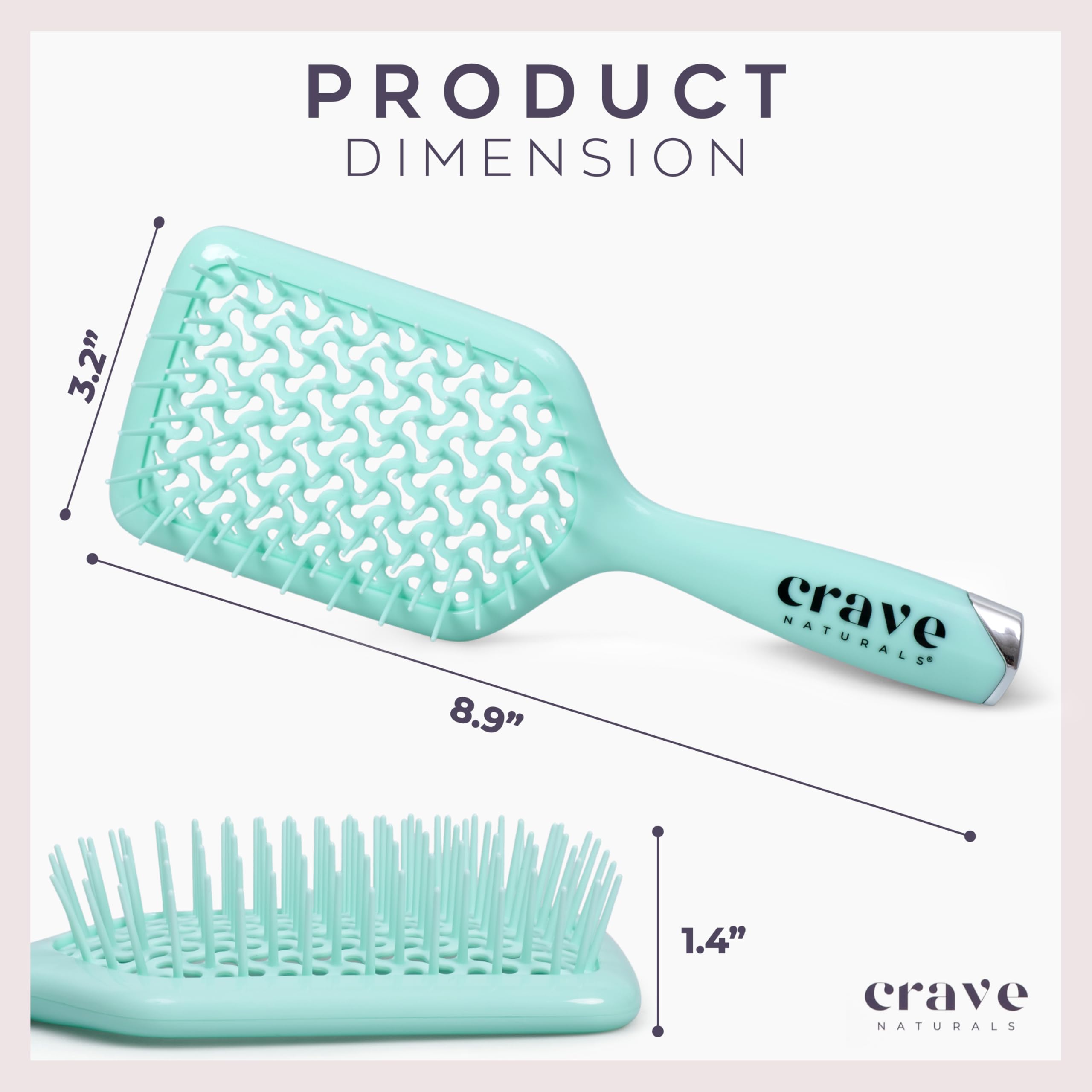 Crave Naturals cepillo con mango ergonómico para peinado cómodo
