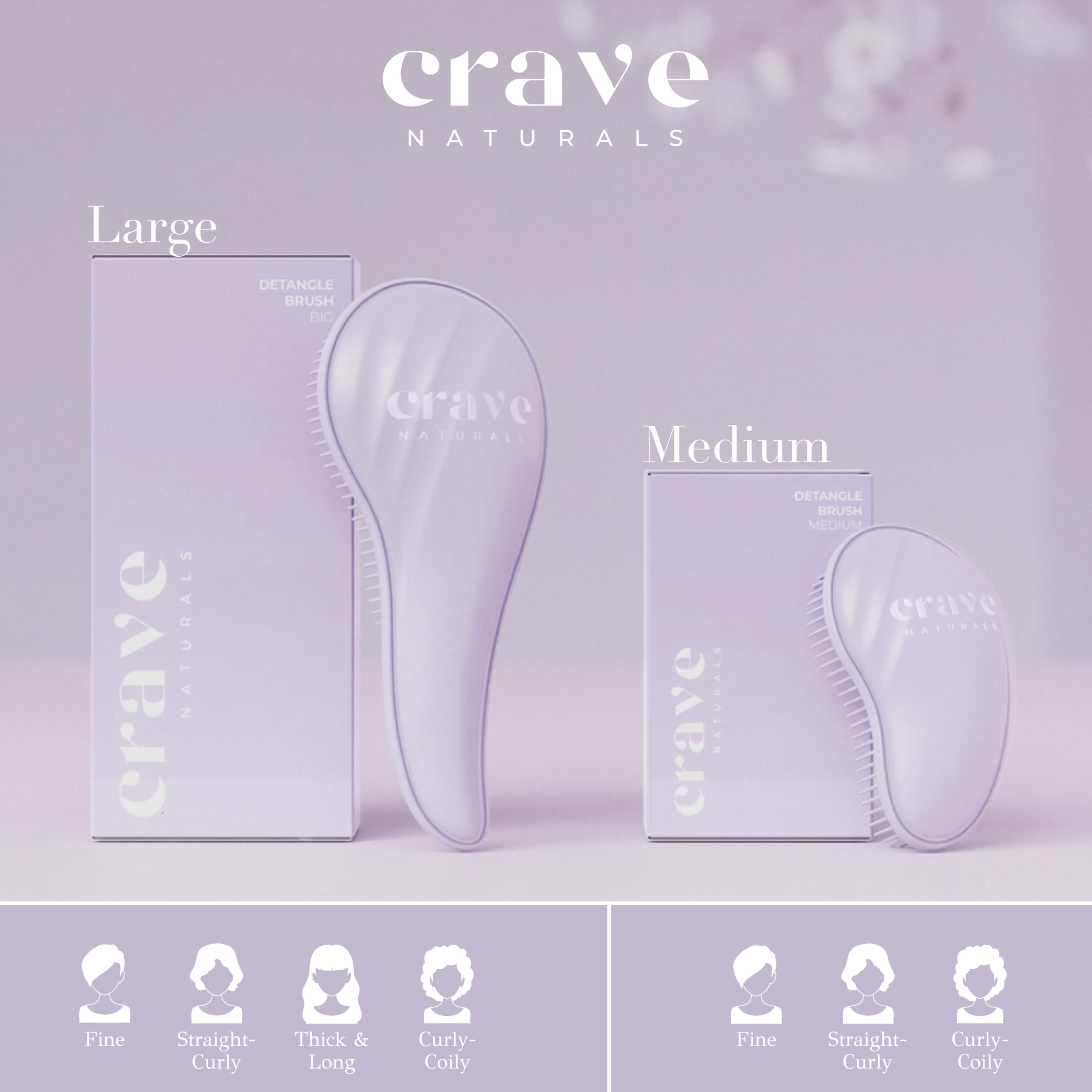 Crave Naturals cepillo desenredante uso diario compatible con todo tipo de pelo