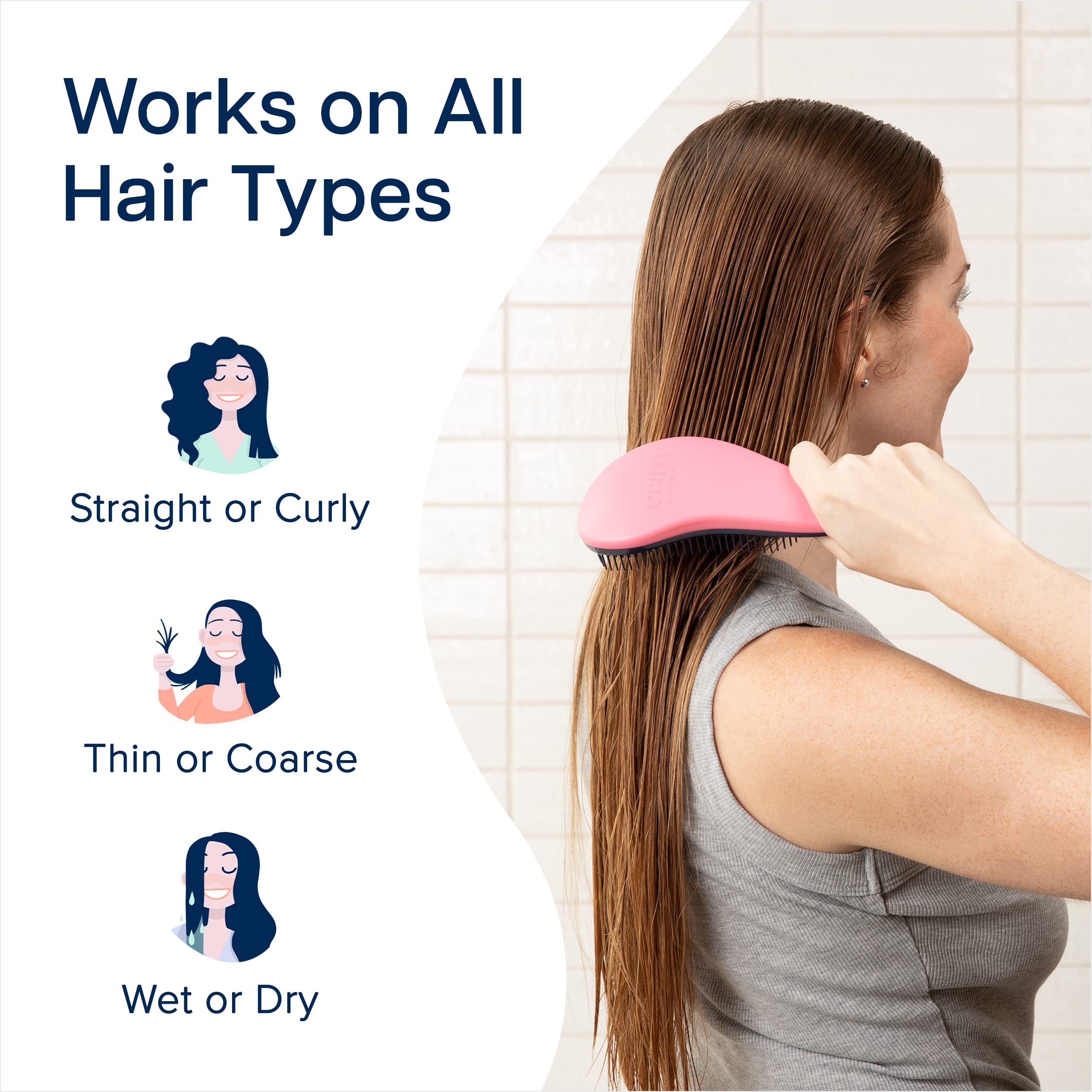 Crave Naturals Glide Thru uso húmedo, primer plano de cerdas suaves para cabello mojado