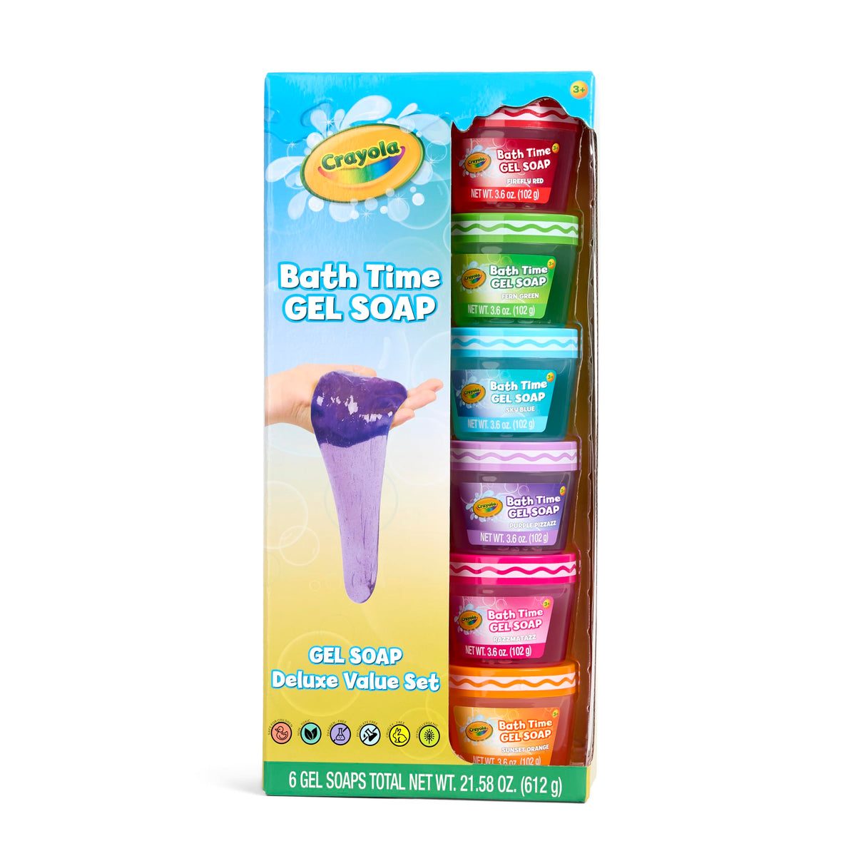 Crayola Bath Time Slime bottle highlights colorful, playful cleansing for kids.
