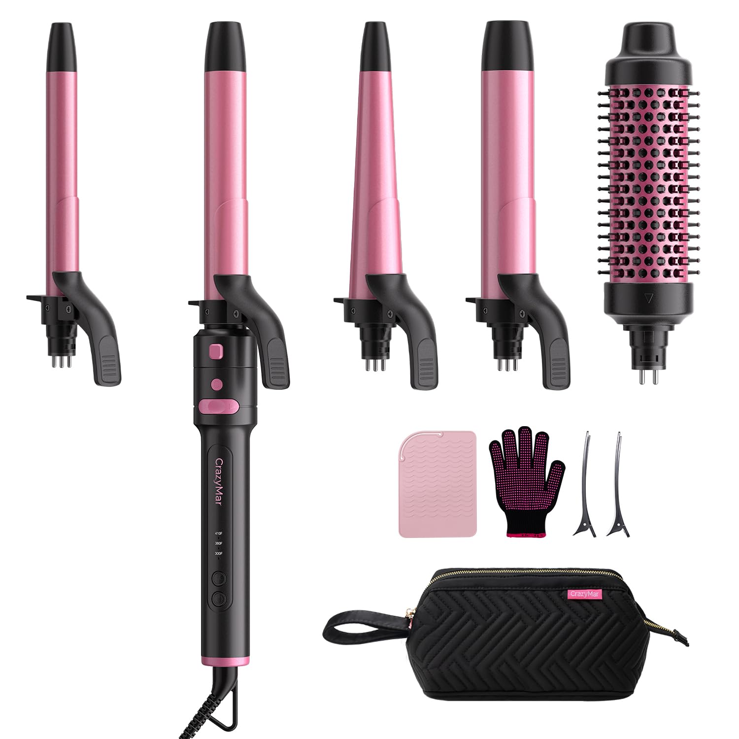 CrazyMar 5 en 1 rizador automático con cerámico 0,75 pulgadas para ondas definidas.