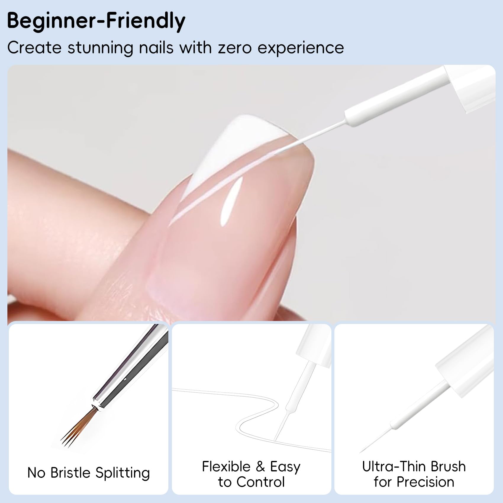 Diseños minimalistas en uñas con gel blanco Creaglam.