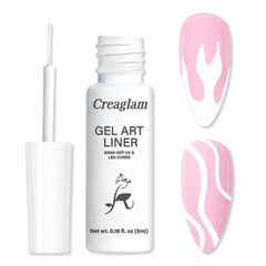 Botella de gel blanco Creaglam para un acabado uniforme en uñas.