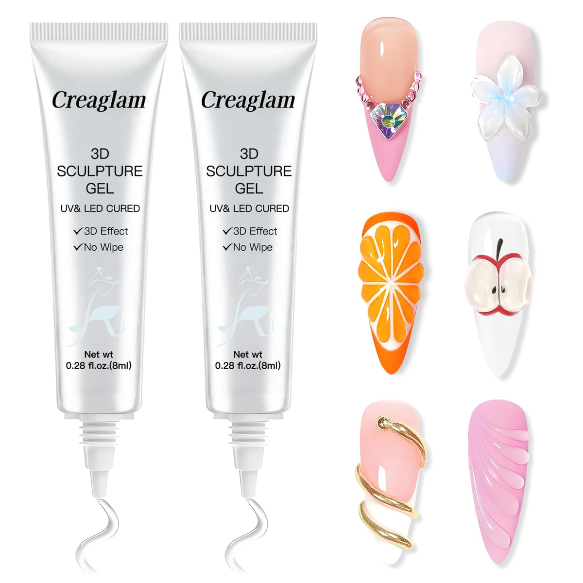 Creaglam kit arte uñas 3D: diseño con gel.