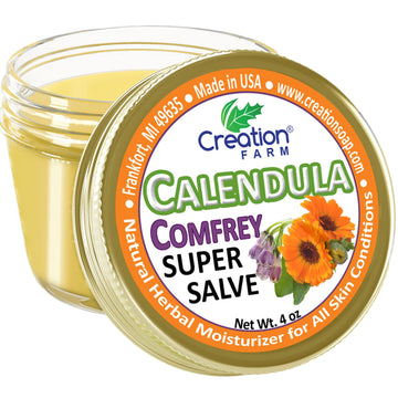 Creation Pharm Calendula Comfrey Salve: envase elegante y conveniente para uso diario.