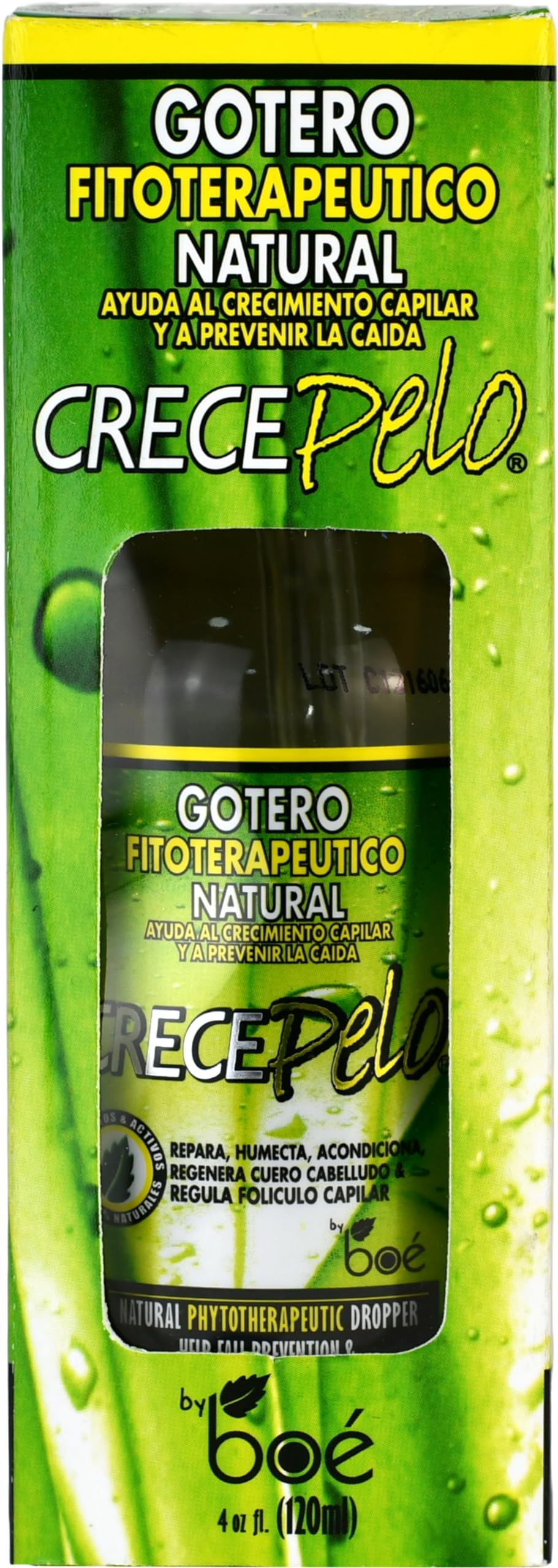 Crece Pelo Gotero 4oz 2-Pack, aplicación precisa con gotero para nutrir el cuero cabelludo.