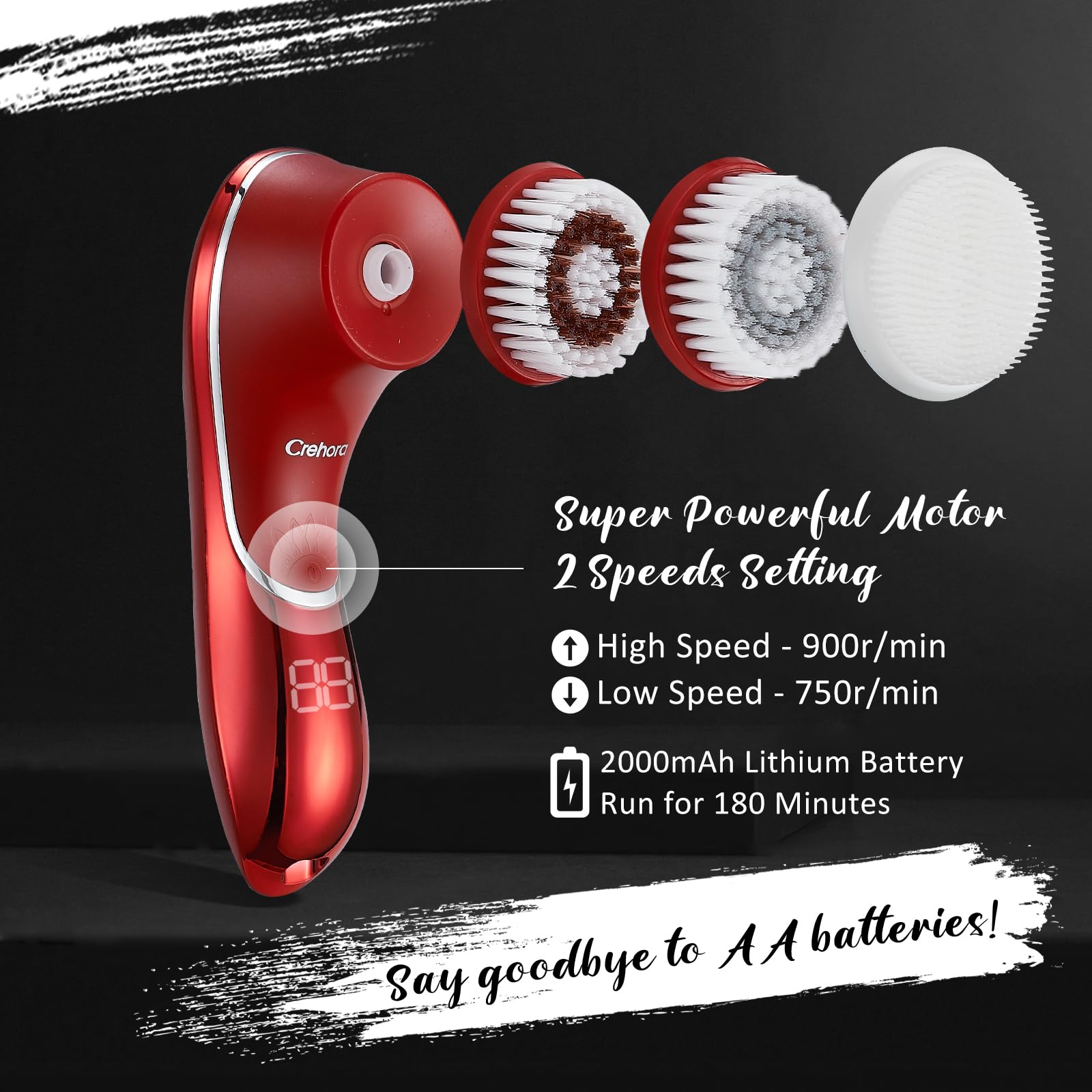 Crehora Cepillo Facial Cabezas con cuatro cabezales para limpieza.