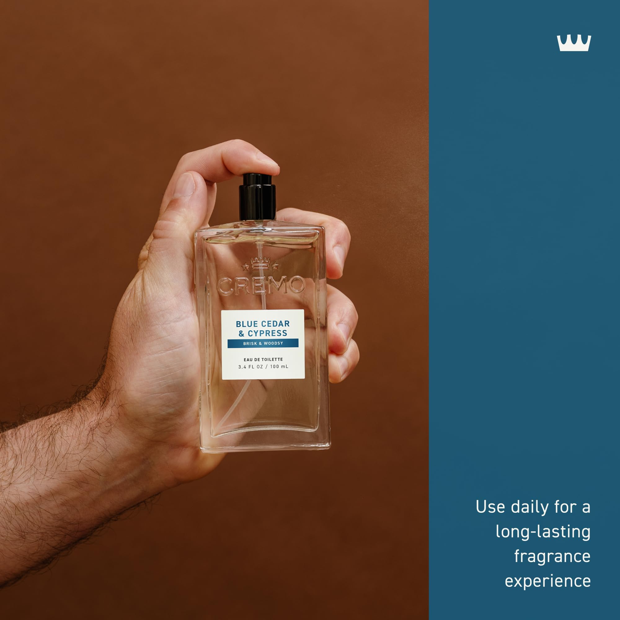 Cremo colonia para hombres, notas medias de ciprés que añaden serenidad.