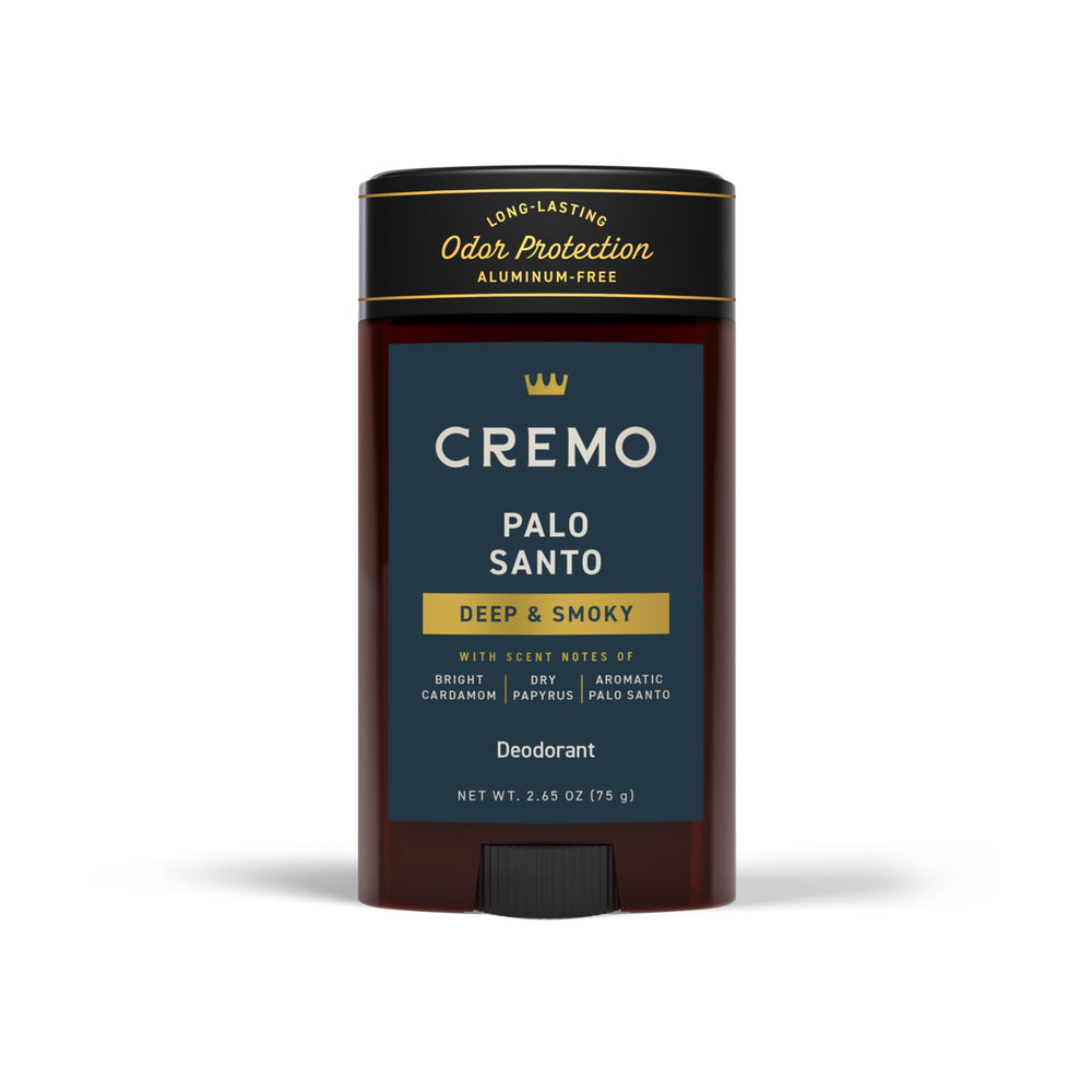 Cremo Palo Santo desodorante para hombre en lata, empaque compacto y práctico.