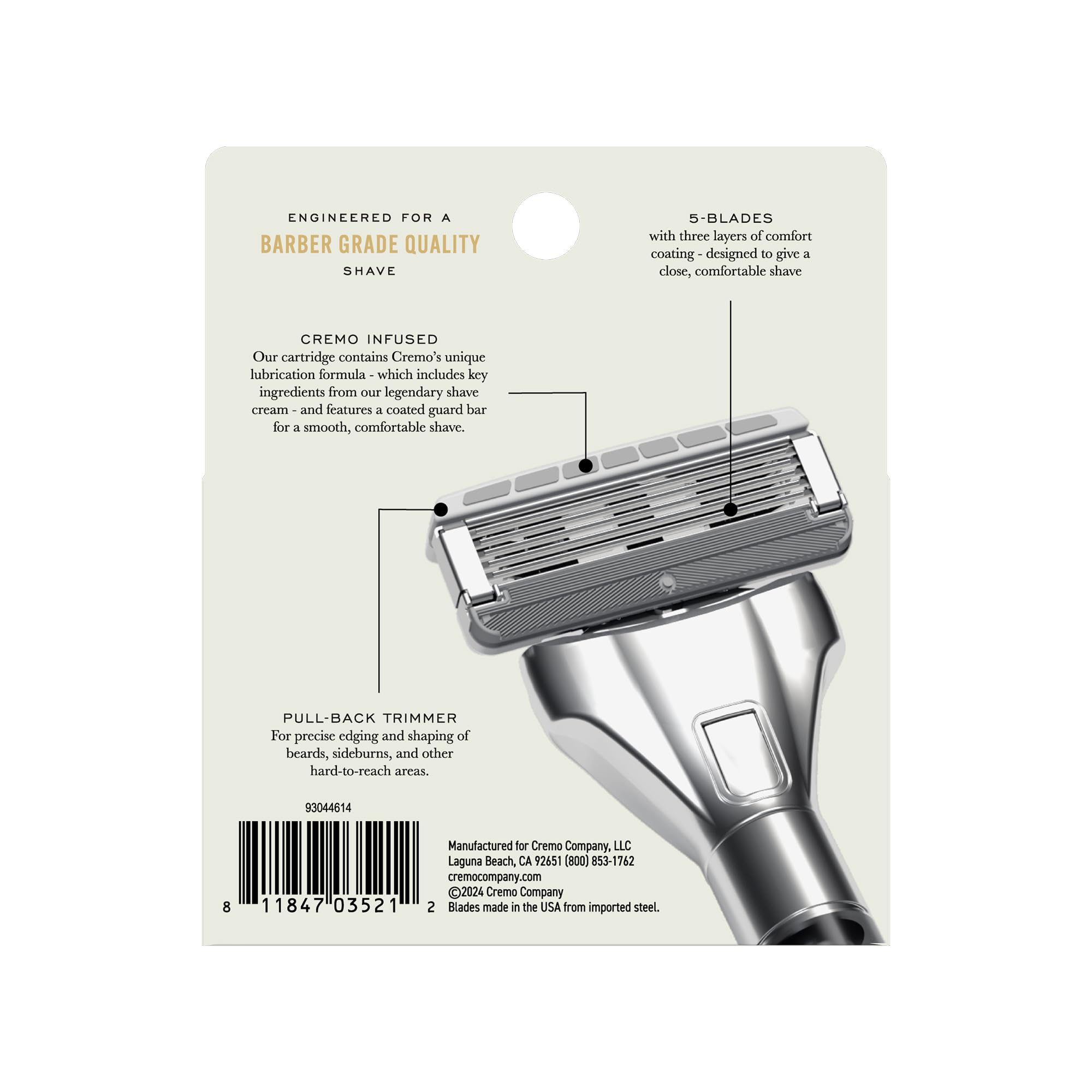 Cremo refill image indicating compatibility with Cremo razors for easy swaps