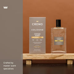 Cremo Vintage Suede etiqueta: empaque elegante que inspira confianza en la rutina