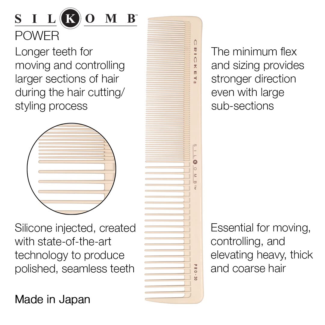 Cricket Silkomb Pro-30, patrón dual de dientes para cortes versátiles.
