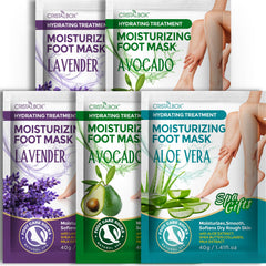 CRISTALBOX mascarilla para pies hidratante pack 5, piel suave y nutrida.