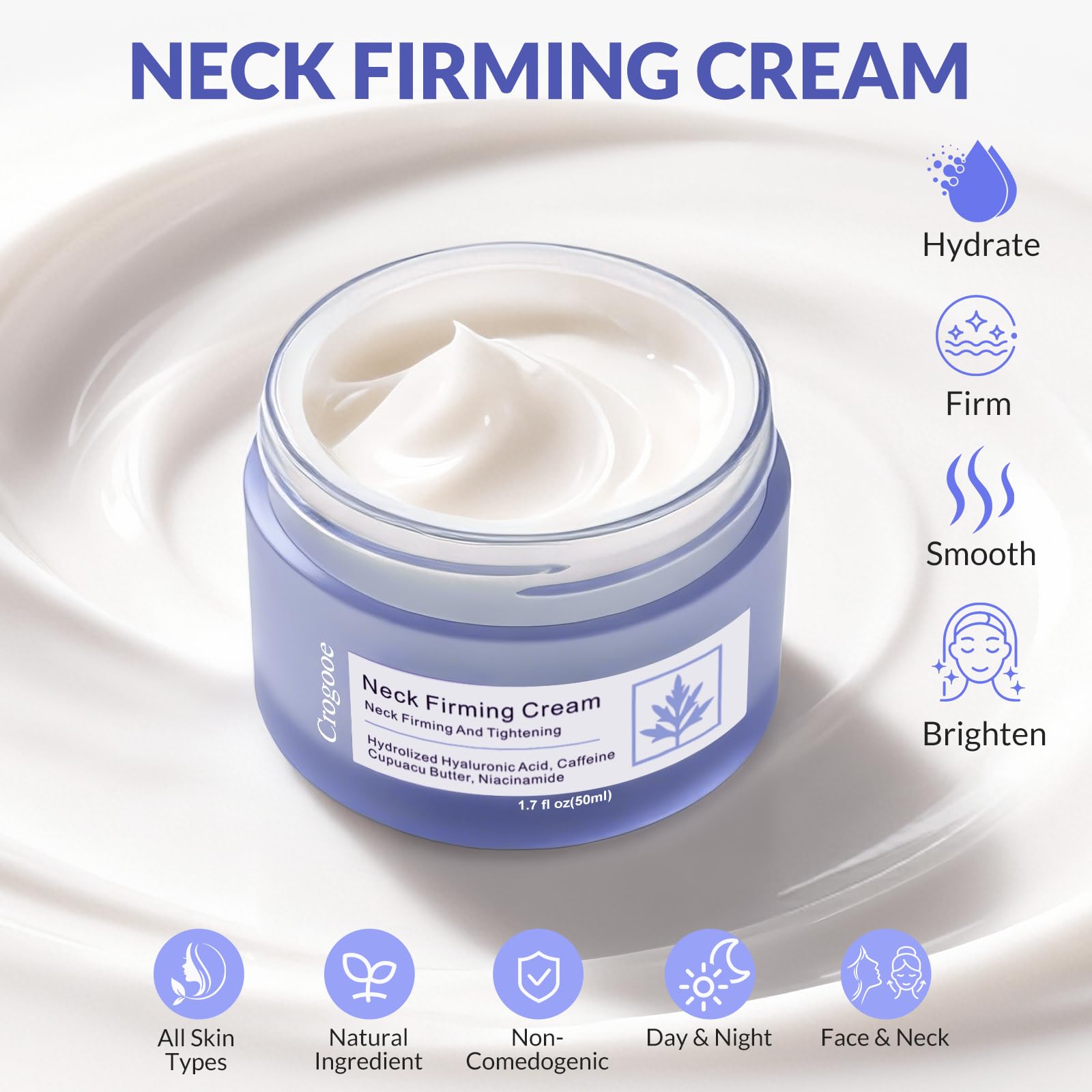 Crogooe Crema Cuello Aplicacion Masaje: masaje suave mejora absorción y hidratación.