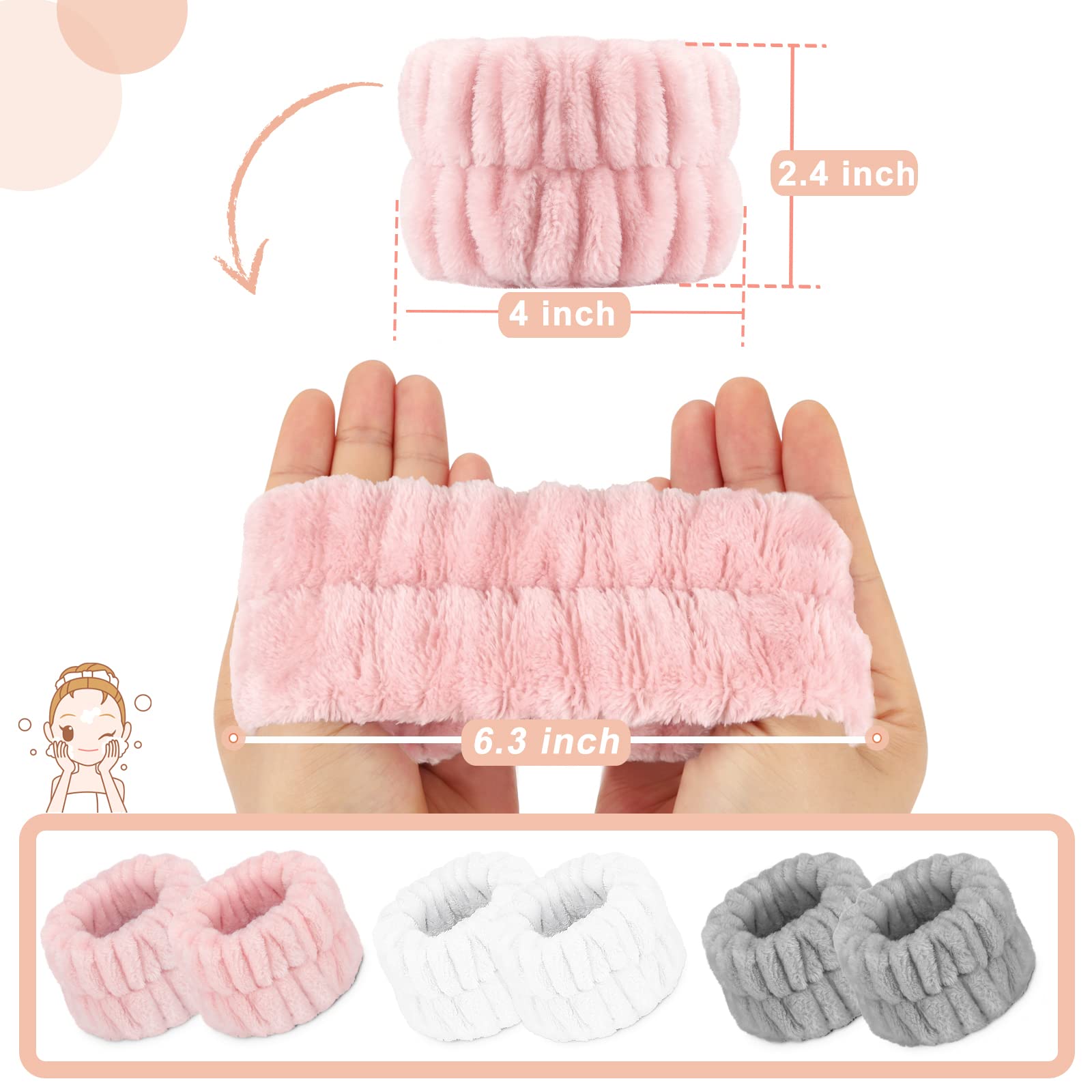 Crosize banda lavado facial rosa dorso mostrado, tela detallada para maquillaje