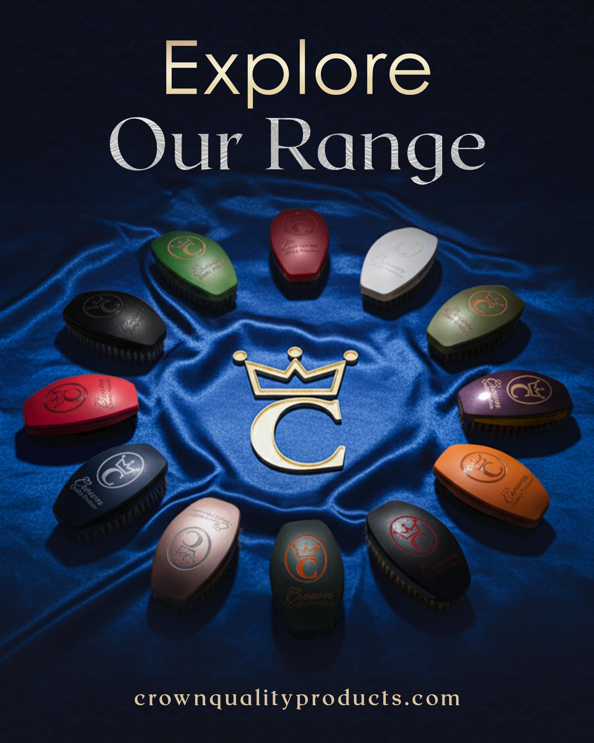Cepillo Crown Quality Olive Medium Curva 360 Ola Caesar 2.0, logo grabado en relieve