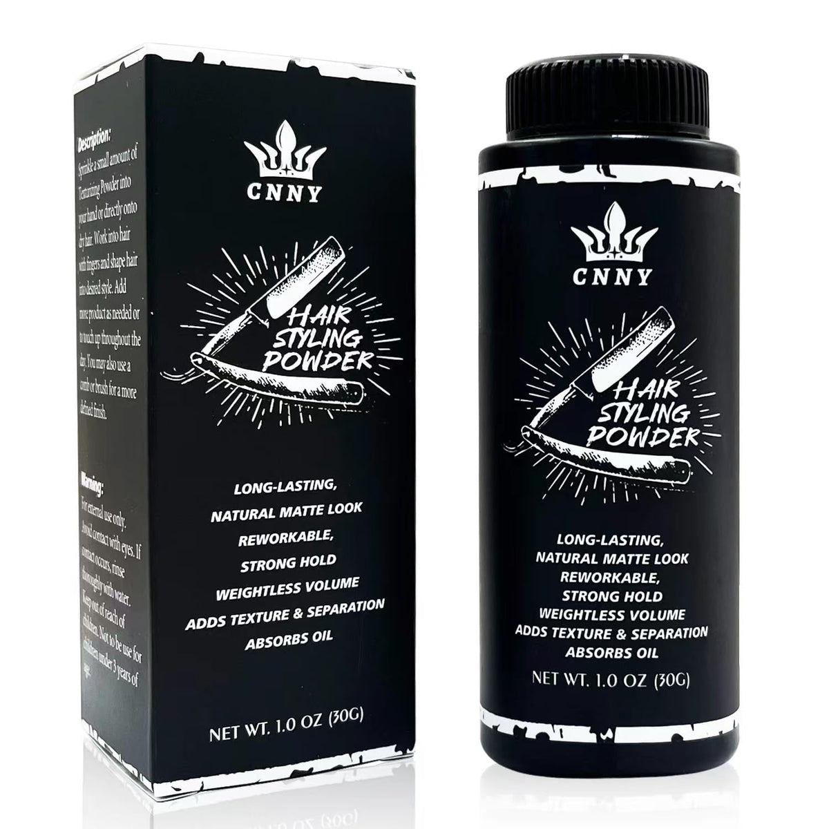 Crownnaturally CNNY polvo estilizante para cabello, aporta volumen y textura.