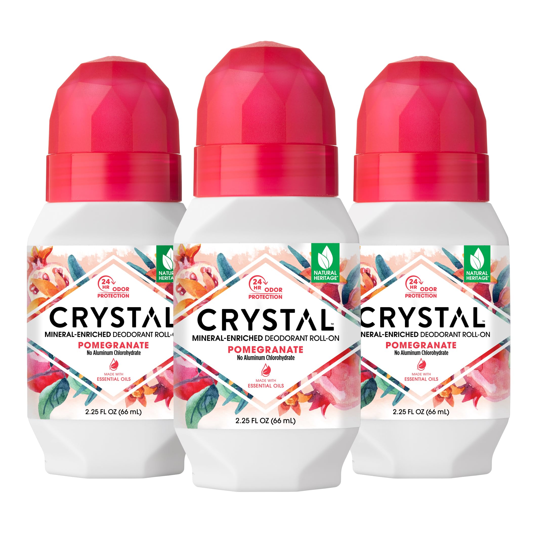 Crystal Essence Desodorante Mineral Rodillo muestra aplicación rápida y uso diario.