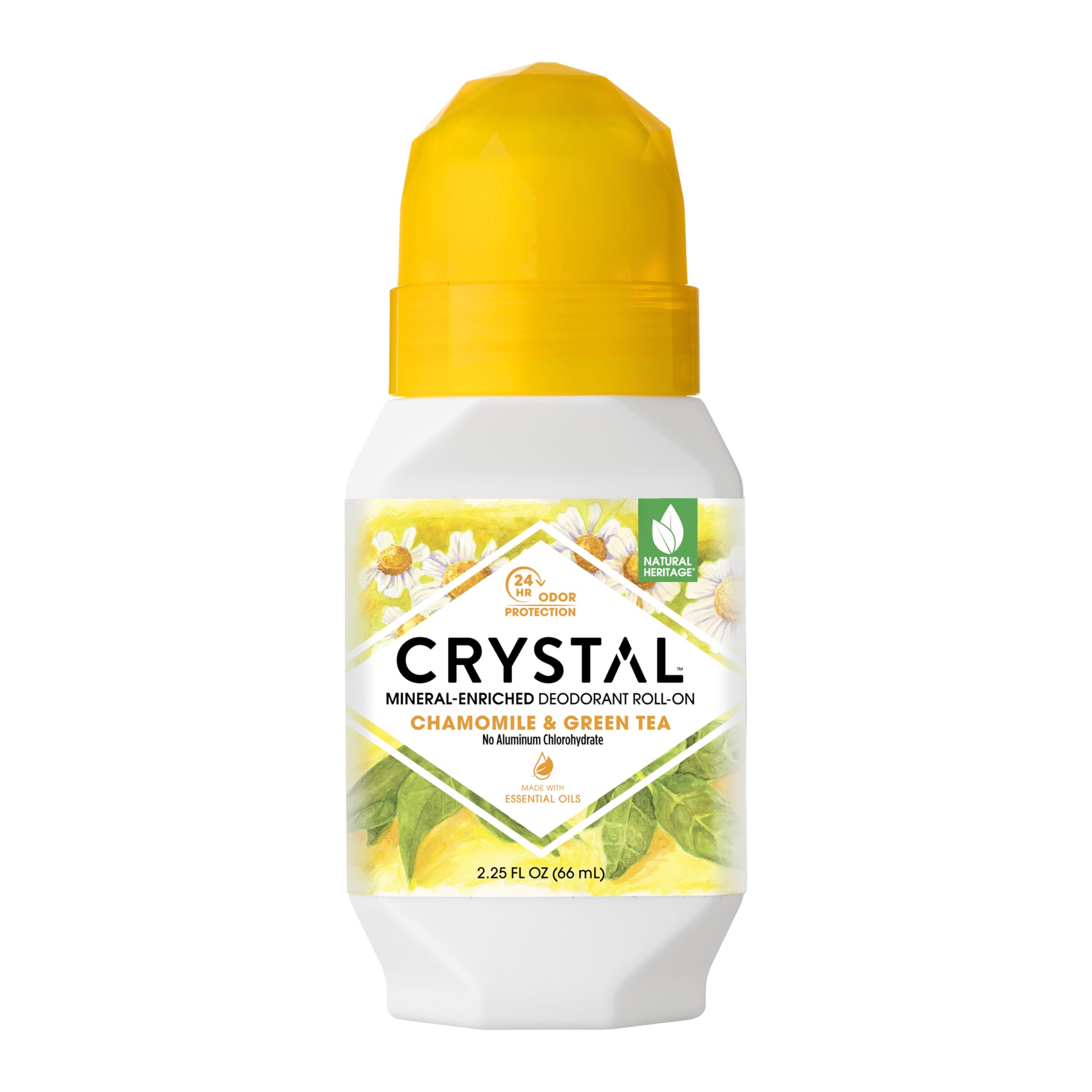 Crystal Essence desodorante mineral roll-on camomila y té verde para uso diario