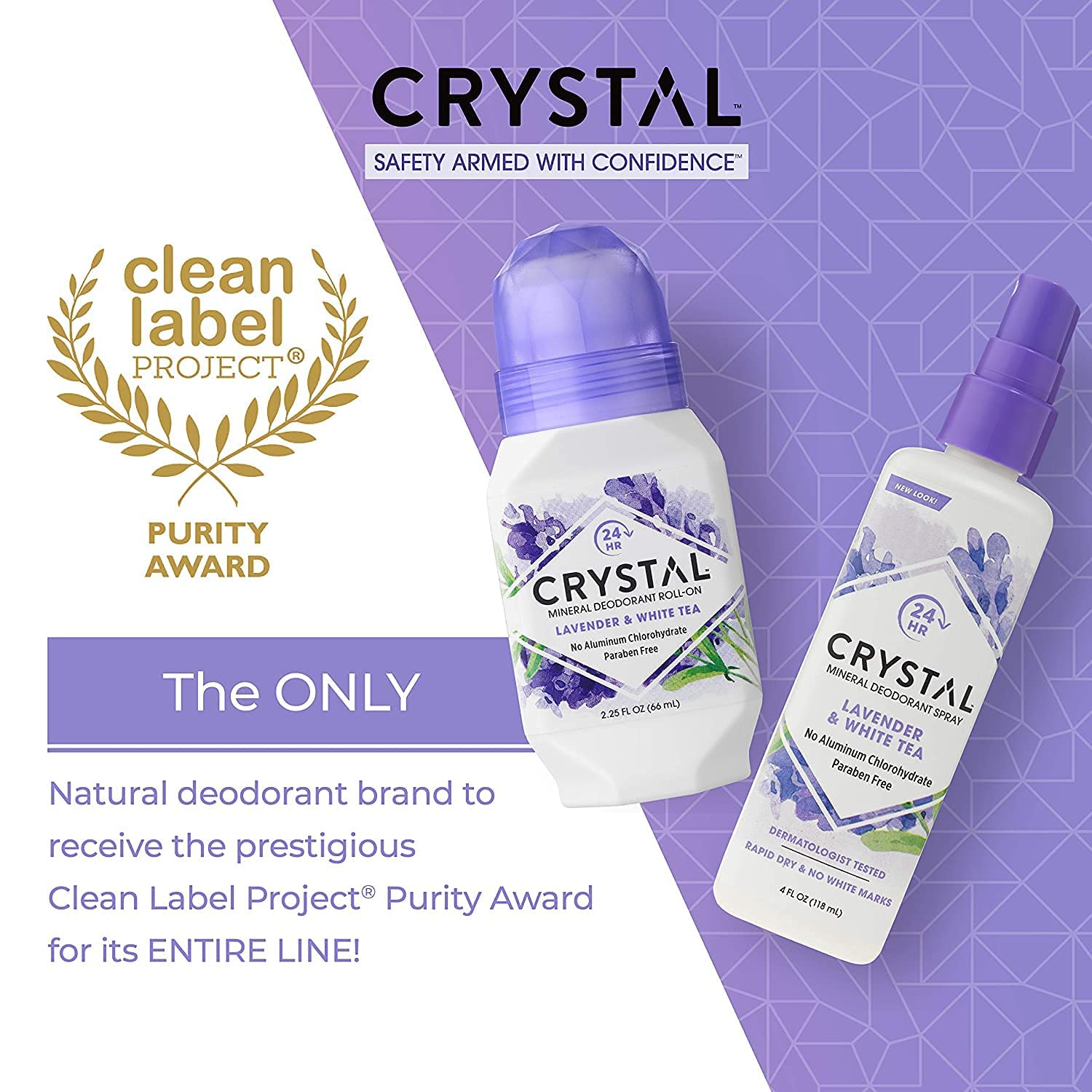 Crystal Essence roll-on lavanda té blanco: protección invisible para bloquear olores temprano.