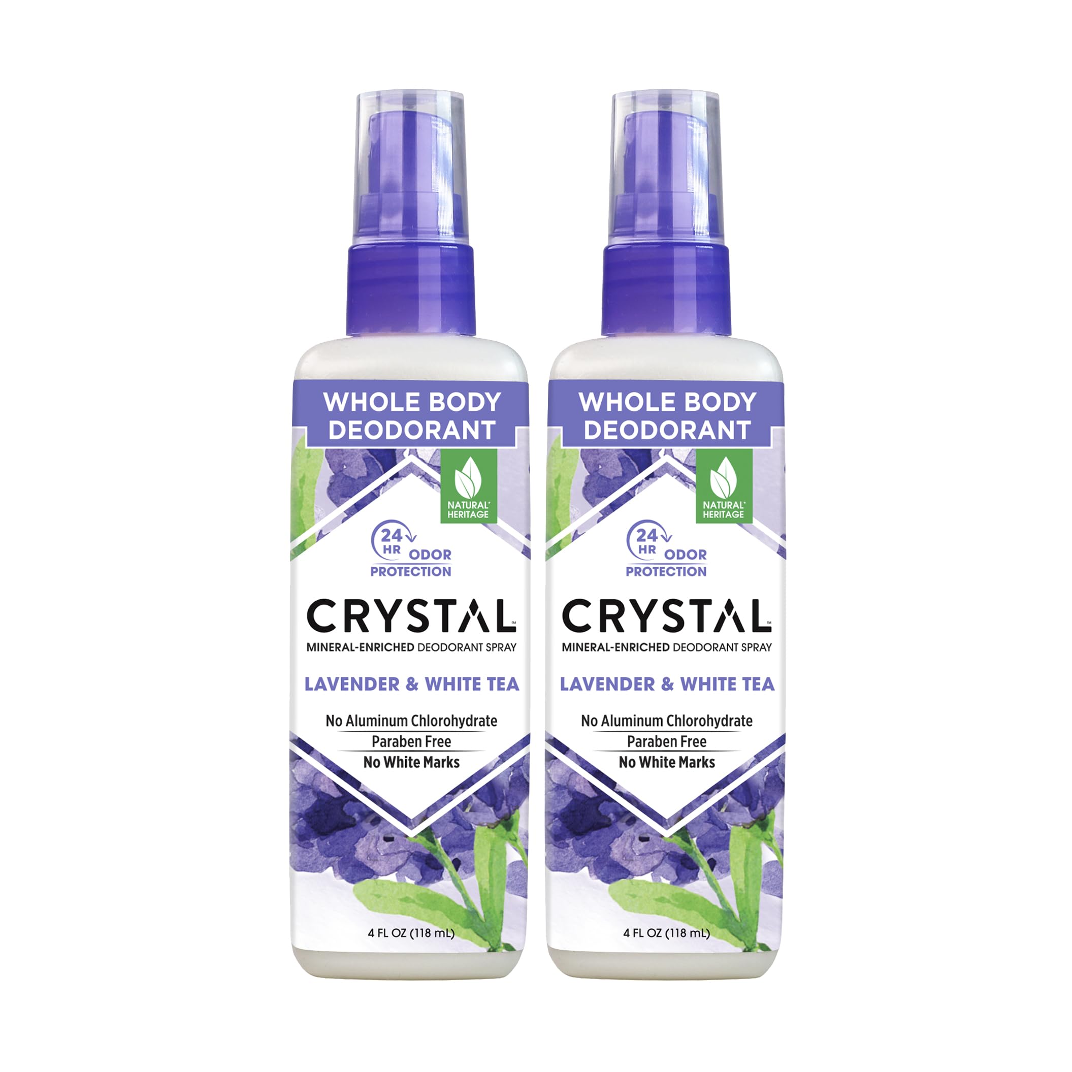 Crystal Essence desodorante mineral spray vista frontal, protección duradera sin manchas.