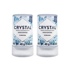 Crystal Essence barra mineral desodorante, empaque de viaje, protección duradera.