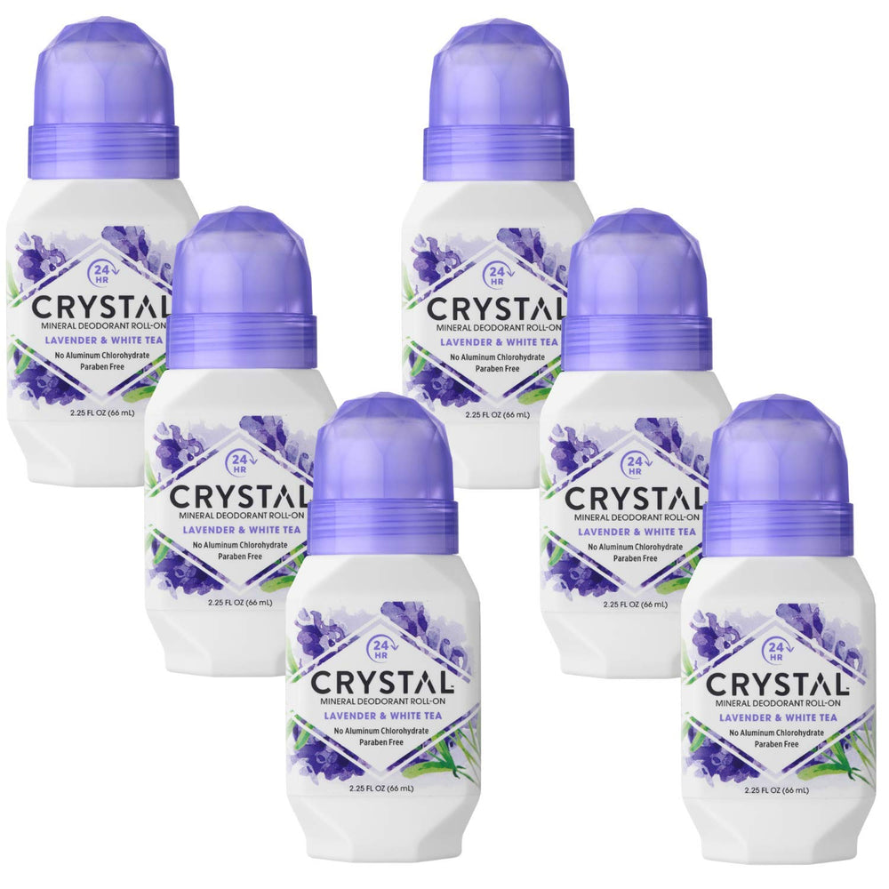 Crystal Essence roll-on Lavande et Thé blanc – flacon prêt pour l usage quotidien sans residue.