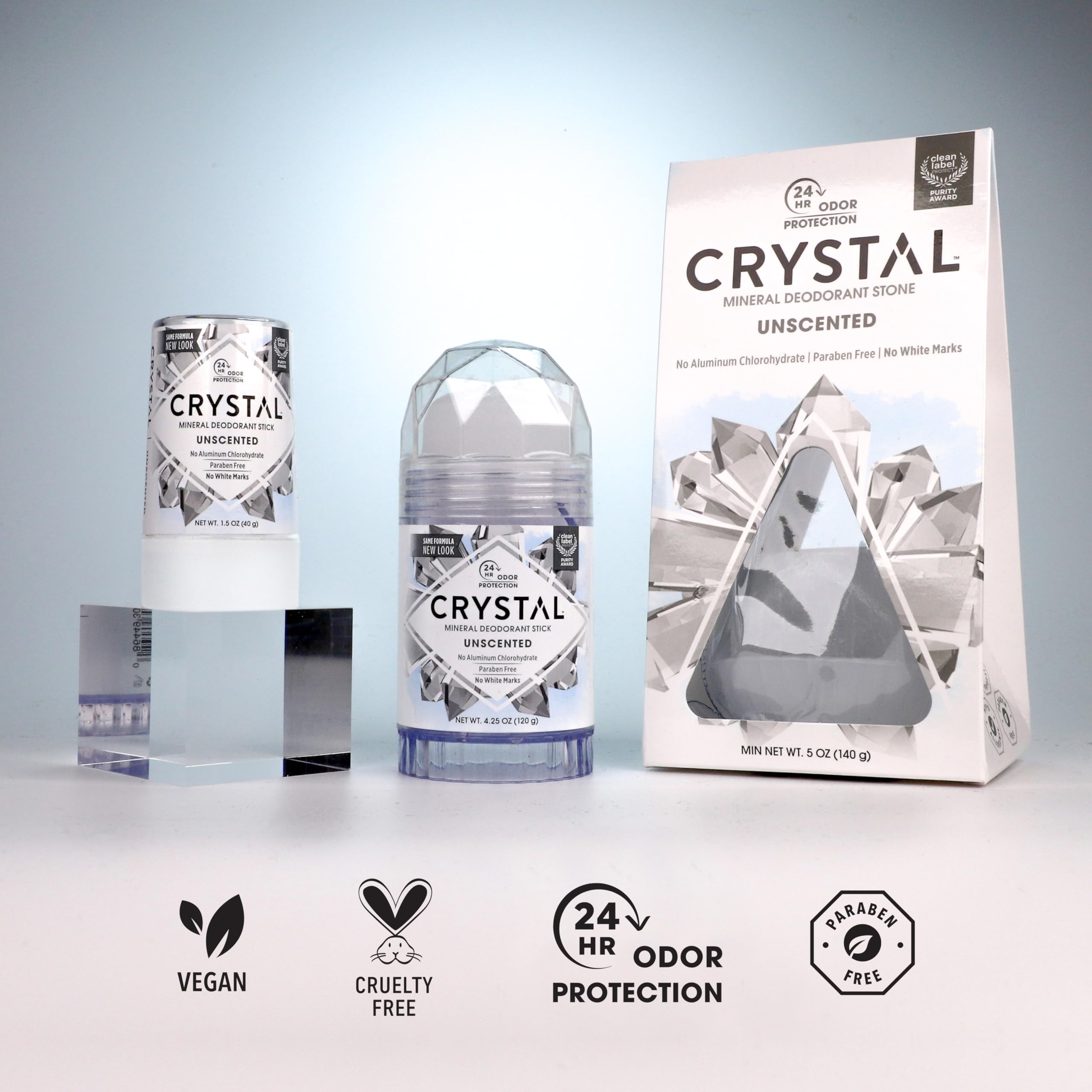 Textura suave de Crystal Essence que se seca rápido y no deja grasa