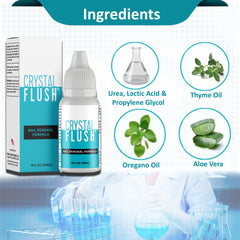 CRYSTAL FLUSH suero para uñas en zona afectada, acompaña la renovación y manchas leves.