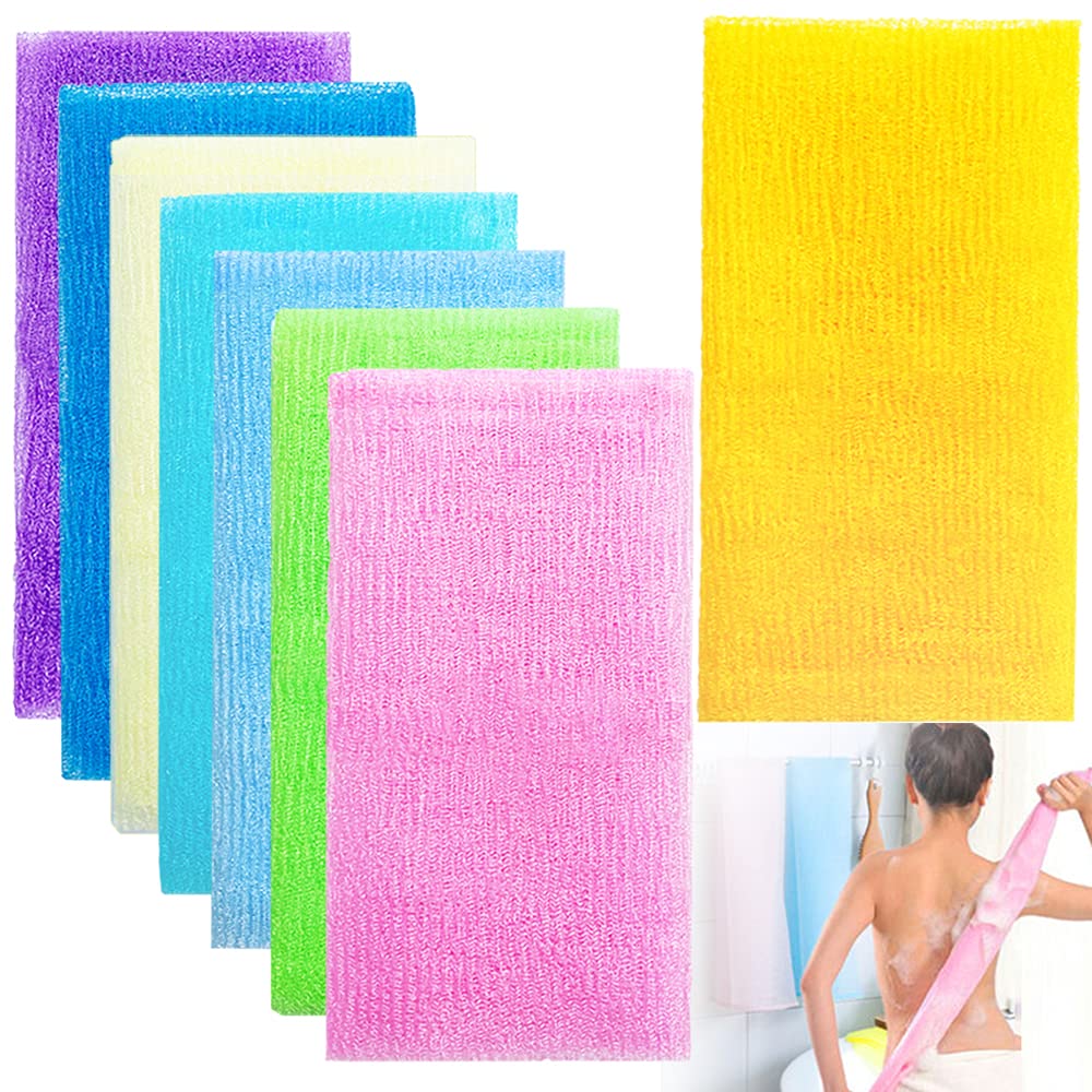 Cshangzei conjunto de 8 toallas exfoliantes para uso diario en colores variados.