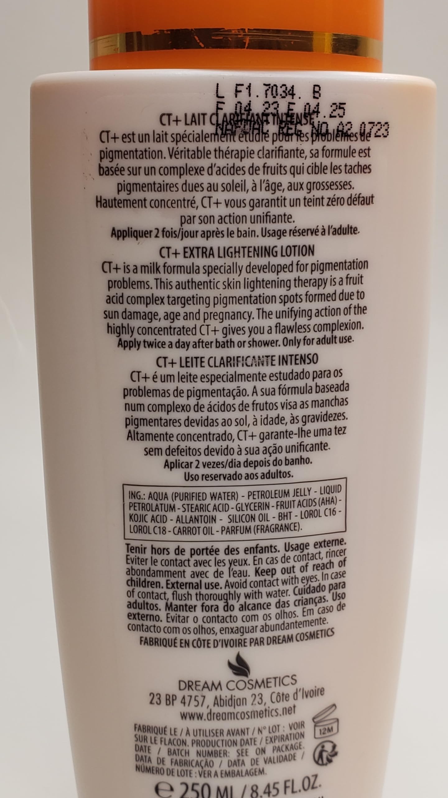 CT+ Clear Therapy loción aclaradora, hidratación ligera para tono uniforme