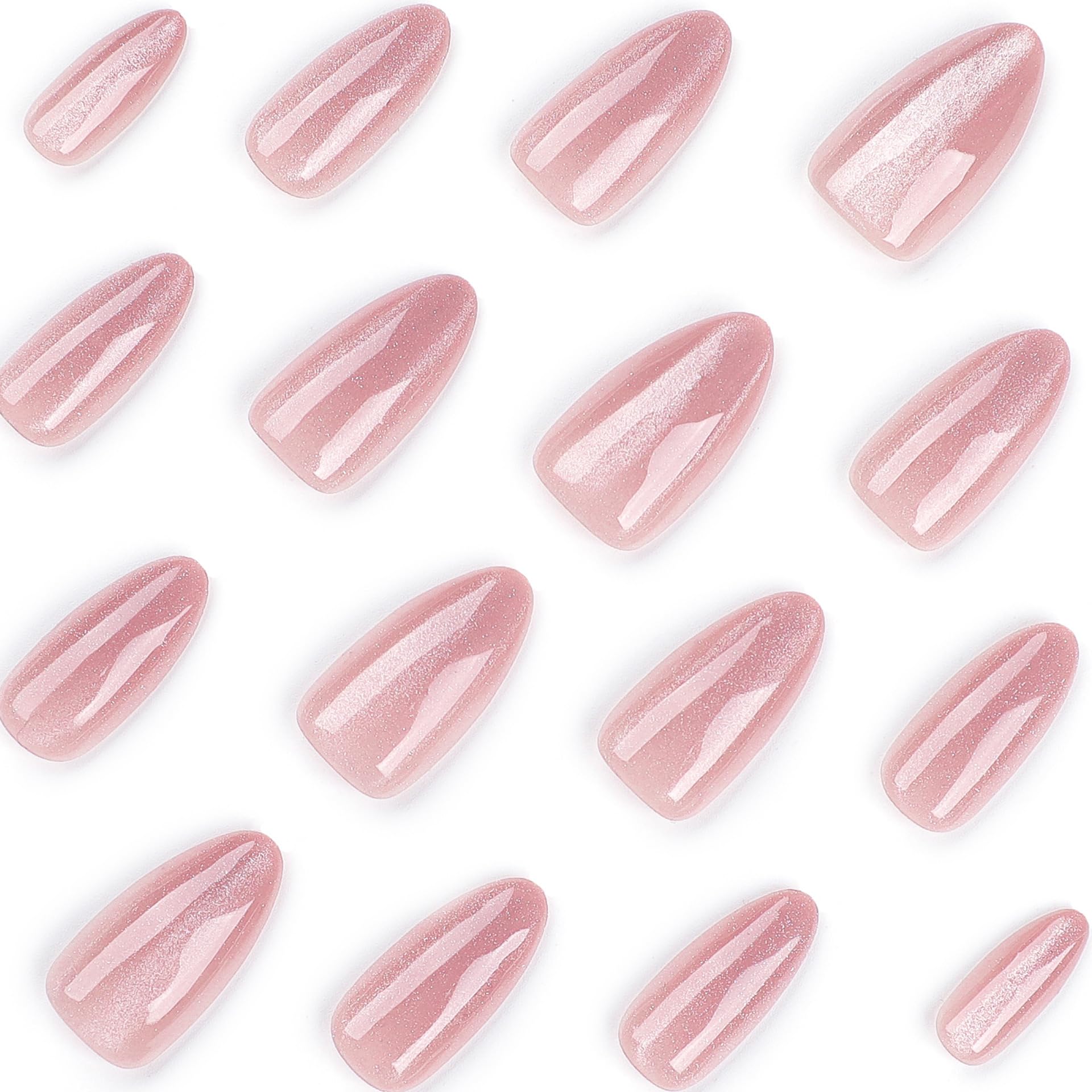 CTTHNBD Almond Press on Nails Medium, adhesivos jelly incluidos para fijación segura.