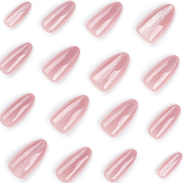 CTTHNBD Almond Press on Nails Medium, adhesivos jelly incluidos para fijación segura.