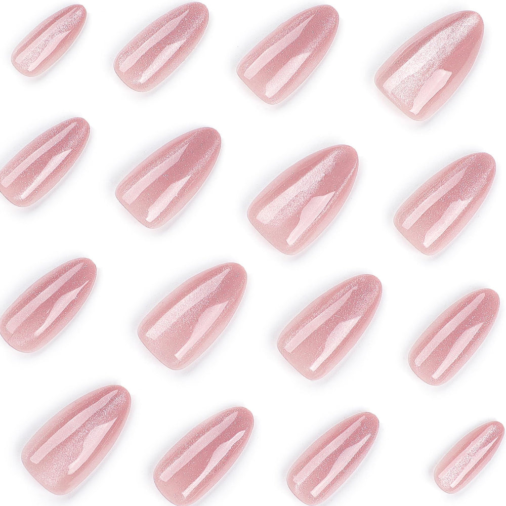 CTTHNBD Almond Press on Nails Medium, adhesivos jelly incluidos para fijación segura.