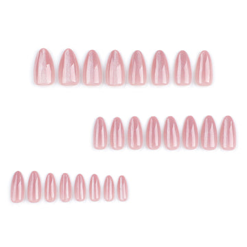 CTTHNBD Almond Press on Nails Medium, rosa brillo, acabado duradero para uso diario.