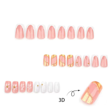 CTTHNBD uñas postizas forma cuadrada con diseño de arte.